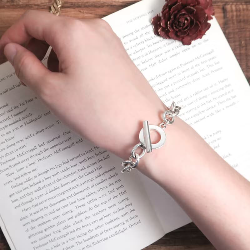 純銀 經典厚版 OT扣 圓圈手鍊(8.3mm寬鍊) 925純銀手鍊 男生手鍊