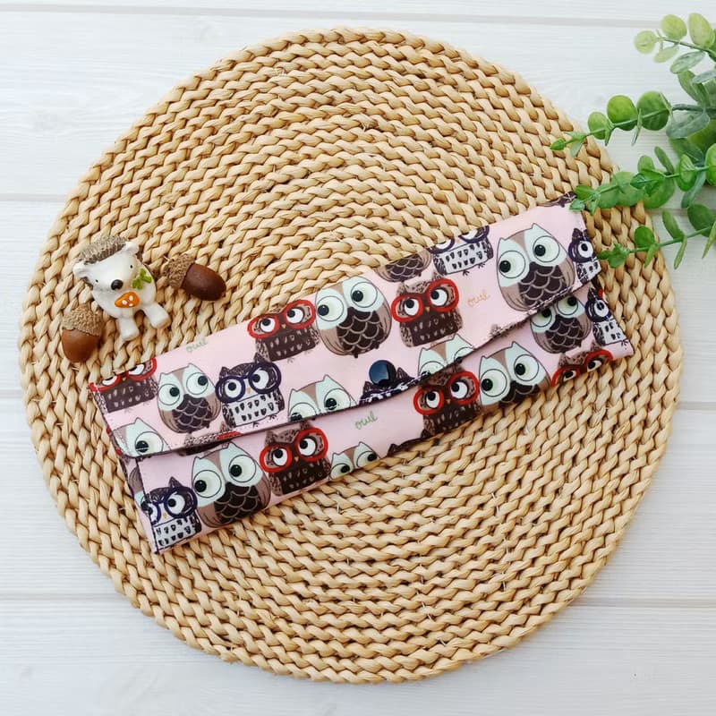 【兒童防水餐具袋】貓頭鷹/可展開清洗