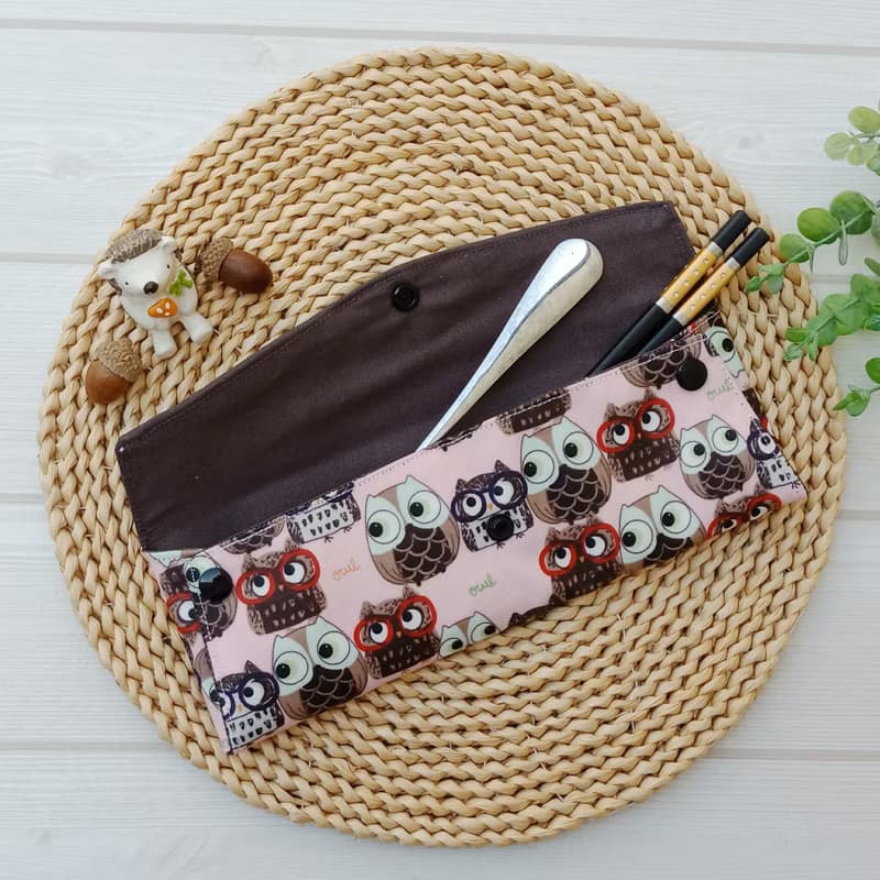 【兒童防水餐具袋】貓頭鷹/可展開清洗