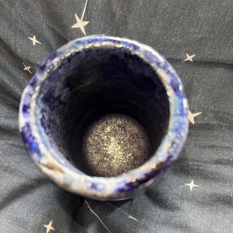 Tea bowl / cup - Black Blue Sparkling