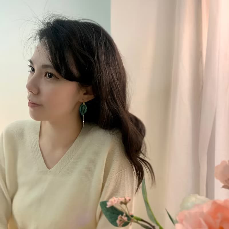 耳環 龜背芋 觀葉 植物 樹脂 水鑽 銀飾 耳夾  禮物 禮盒 情人節