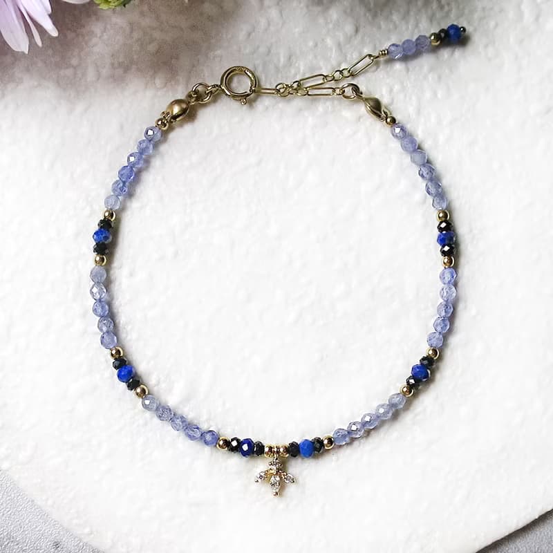 VIIART。印記。坦桑石青金石14K包金手鍊14KGF