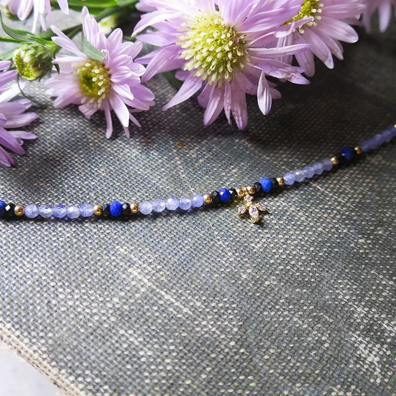 VIIART。印記。坦桑石青金石14K包金手鍊14KGF