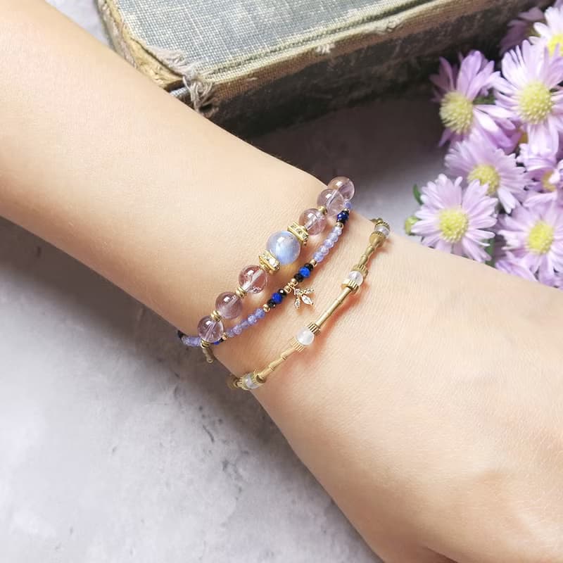 VIIART。印記。坦桑石青金石14K包金手鍊14KGF