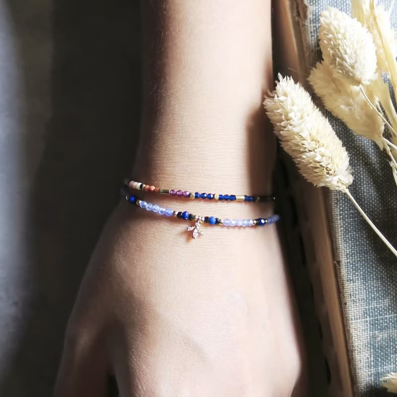 VIIART。印記。坦桑石青金石14K包金手鍊14KGF