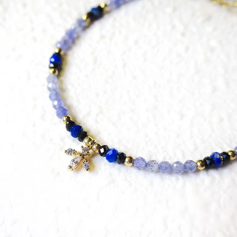 VIIART。印記。坦桑石青金石14K包金手鍊14KGF