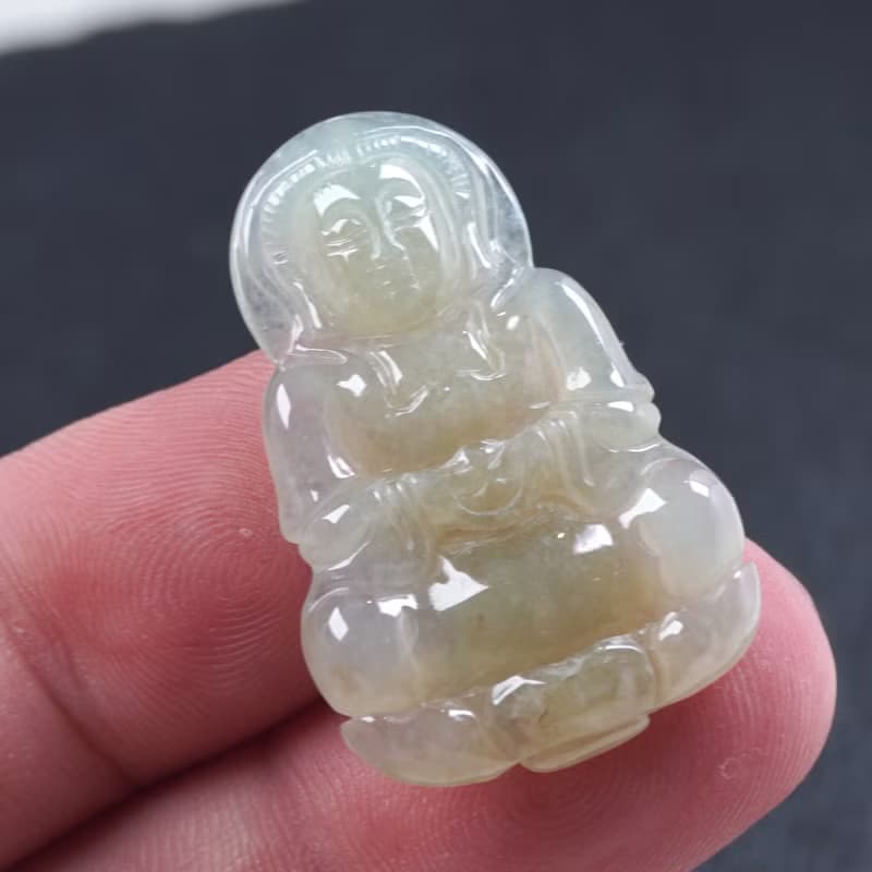 冰種飄黃翡翡翠觀音菩薩項鍊 | 天然緬甸玉翡翠A貨 | 送禮