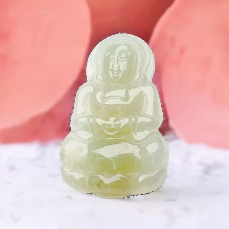 冰種飄黃翡翡翠觀音菩薩項鍊 | 天然緬甸玉翡翠A貨 | 送禮