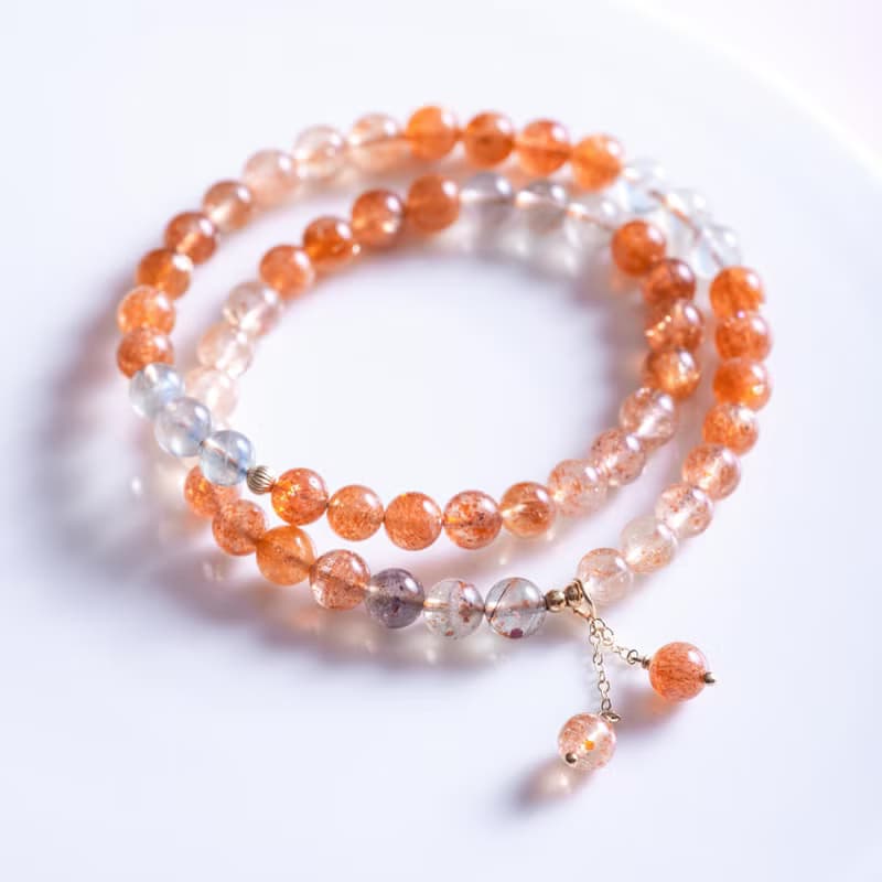 阿魯沙水晶手鍊 | 坦桑尼亞太陽石 天然石水晶手鏈 辟邪防小人