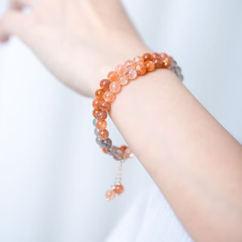 阿魯沙水晶手鍊 | 坦桑尼亞太陽石 天然石水晶手鏈 辟邪防小人