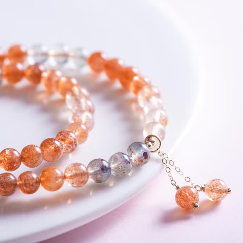 阿魯沙水晶手鍊 | 坦桑尼亞太陽石 天然石水晶手鏈 辟邪防小人