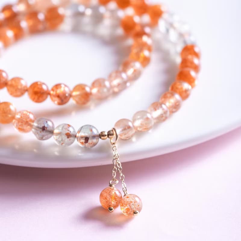 阿魯沙水晶手鍊 | 坦桑尼亞太陽石 天然石水晶手鏈 辟邪防小人