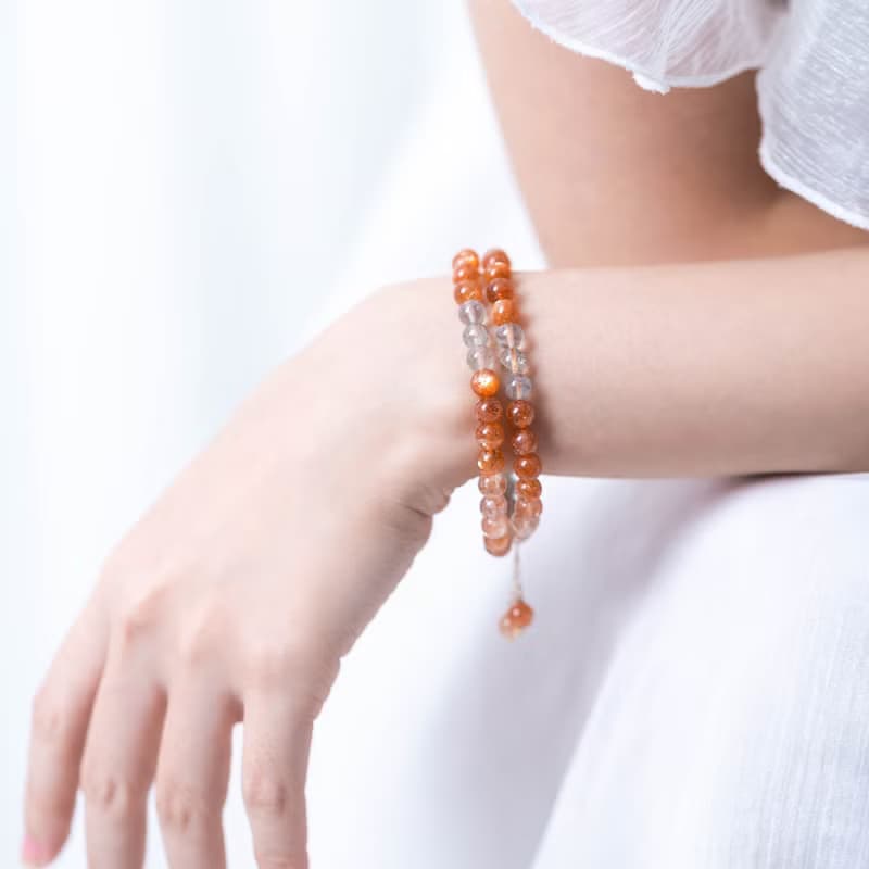 阿魯沙水晶手鍊 | 坦桑尼亞太陽石 天然石水晶手鏈 辟邪防小人