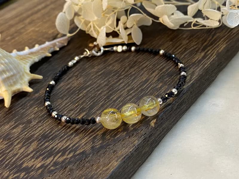 招財鈦晶手鍊 黑尖晶細圈手鍊