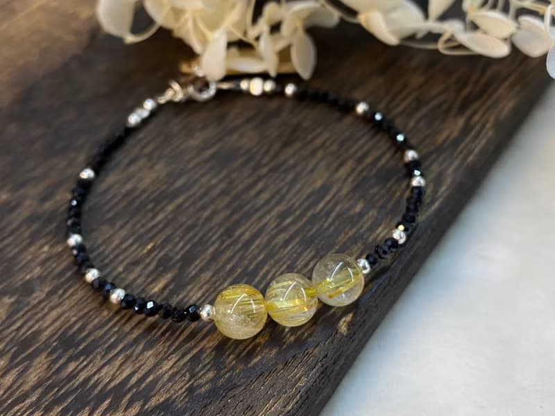 招財鈦晶手鍊 黑尖晶細圈手鍊