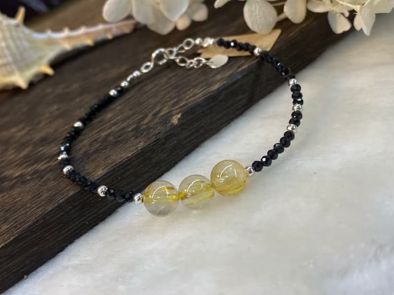 招財鈦晶手鍊 黑尖晶細圈手鍊