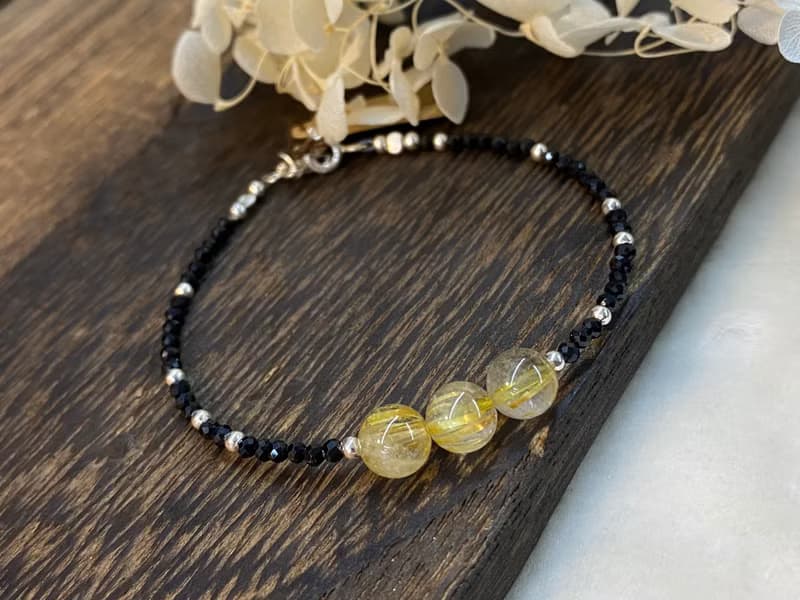 招財鈦晶手鍊 黑尖晶細圈手鍊