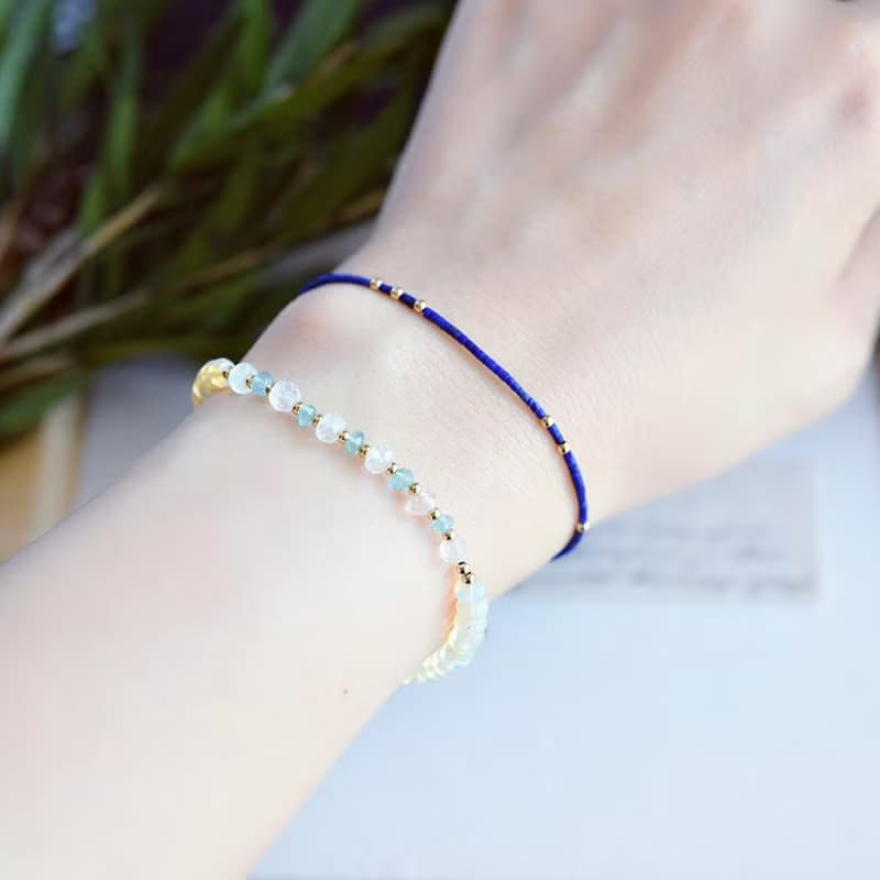 願いを叶う カットありウォーターオパール アパタイト ムーンストーンのブレスレット 10月誕生石