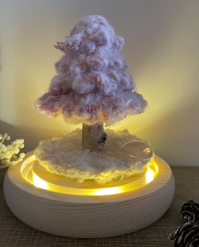 Knitting 聖誕禮物 聖誕樹 - 初雪之粉色耶誕 - 暖暖夜燈款