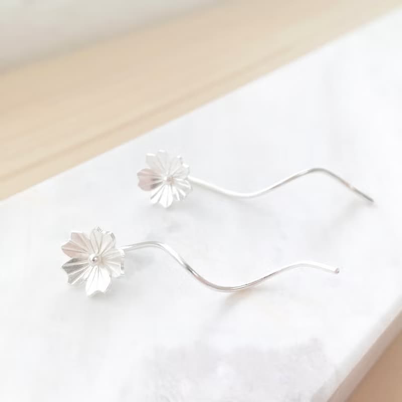 / 花見 / 櫻花925純銀耳環 花系 耳勾