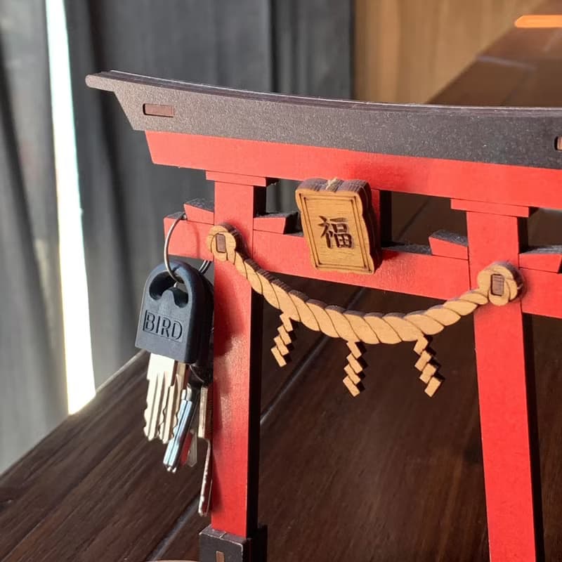 【手作DIY】鳥居 玄關鑰匙收納架 置物盤 玄關擺件 達摩 日本神社