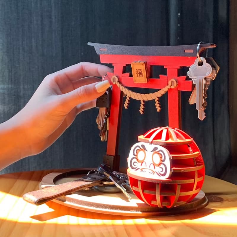 【手作DIY】鳥居 玄關鑰匙收納架 置物盤 玄關擺件 達摩 日本神社