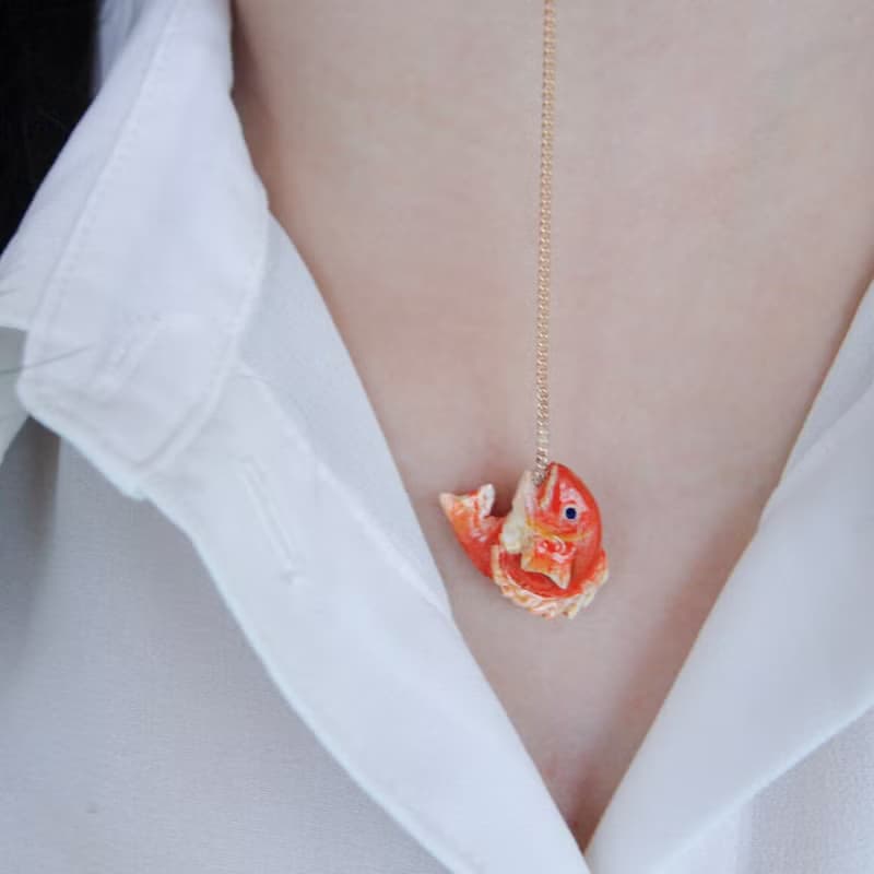 紅鯛魚頸鏈 項鍊 黑色絨帶 Choker