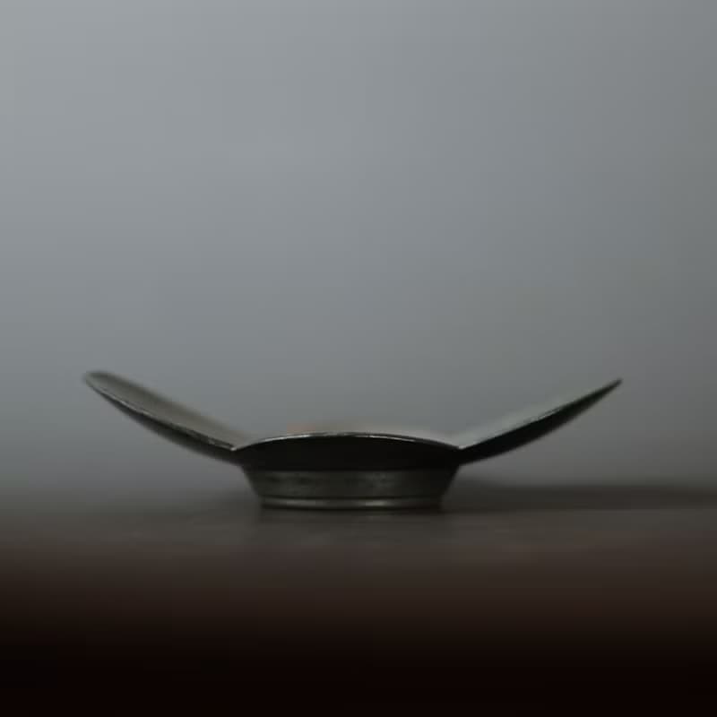【日本古美術】海棠式 古錫茶托5客 京都清課堂造