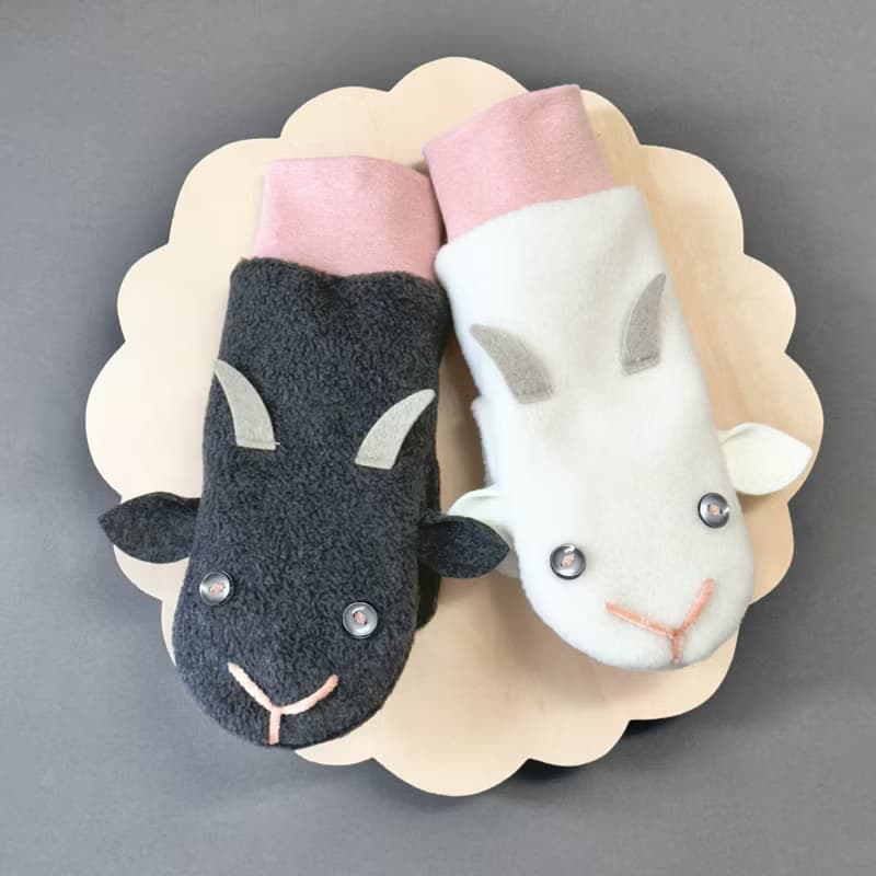 【大人用】白やぎ黒やぎミトン ピンク 手袋