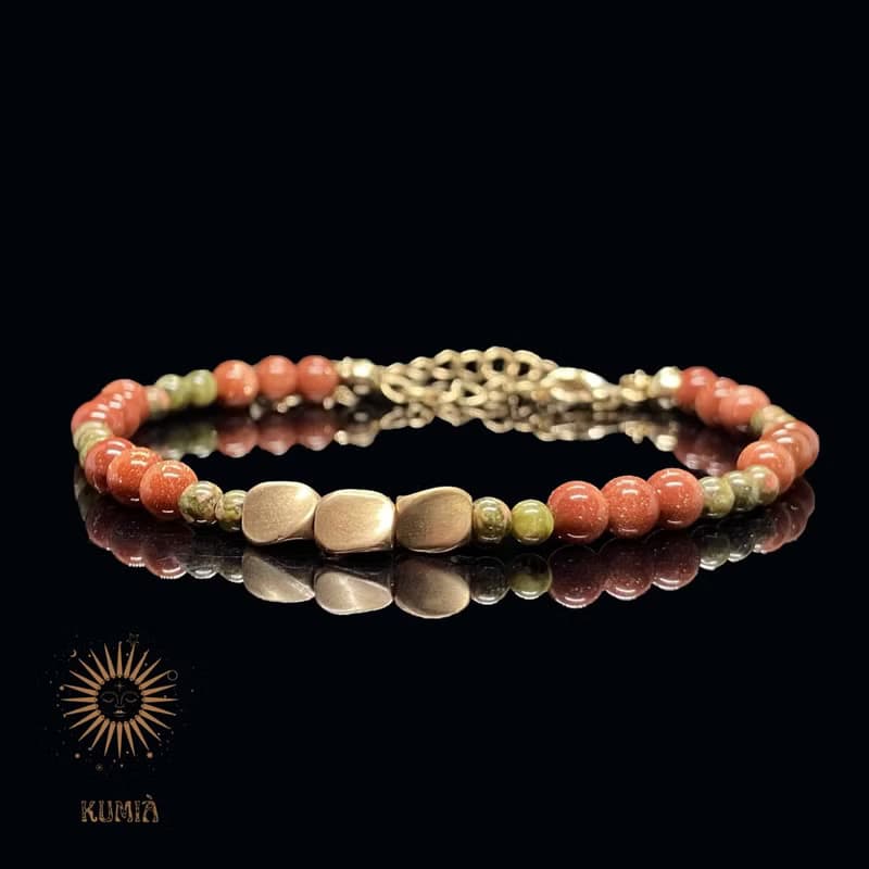 【青青子衿/Young Pupil】金沙石花綠石細鍊 | 天然石 水晶手鍊