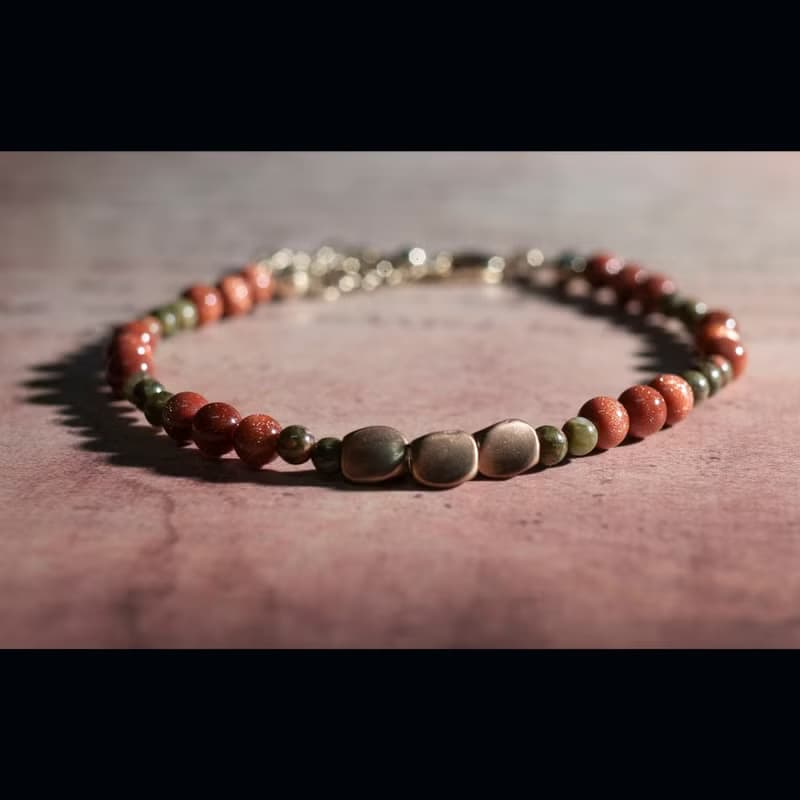 【青青子衿/Young Pupil】金沙石花綠石細鍊 | 天然石 水晶手鍊