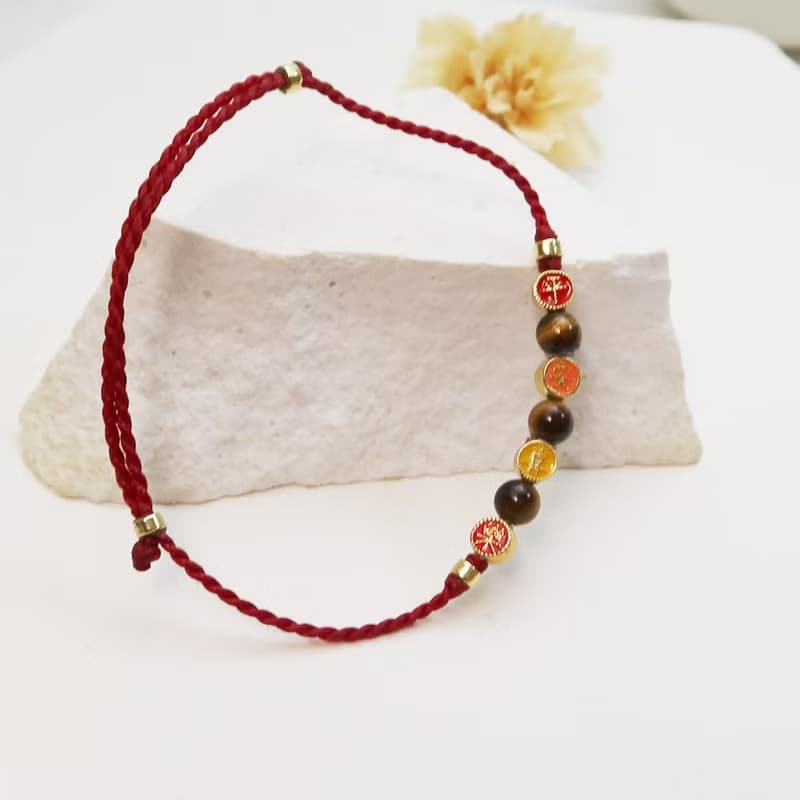 【手編蠟繩】平安喜樂 |虎眼石|保平安 小孩蠟繩手鍊| 大員囡仔