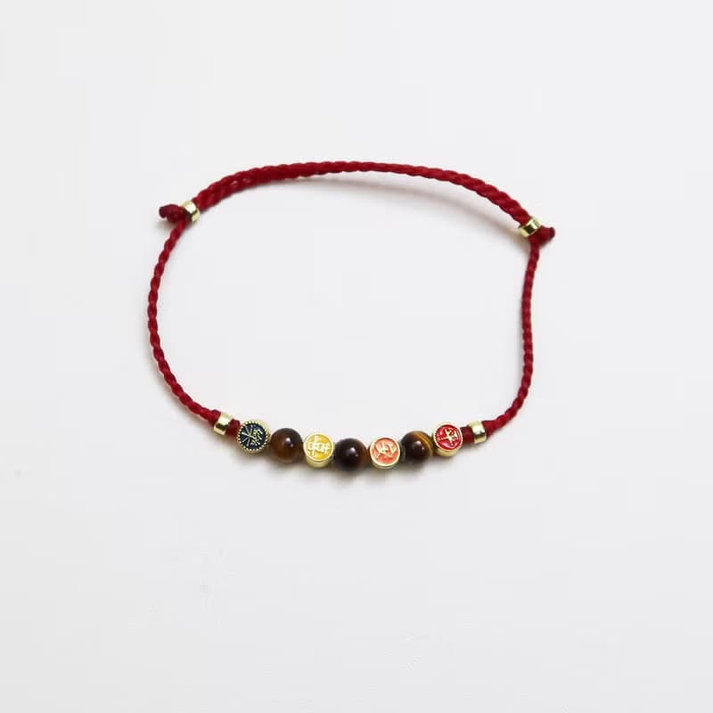 【手編蠟繩】平安喜樂 |虎眼石|保平安 小孩蠟繩手鍊| 大員囡仔