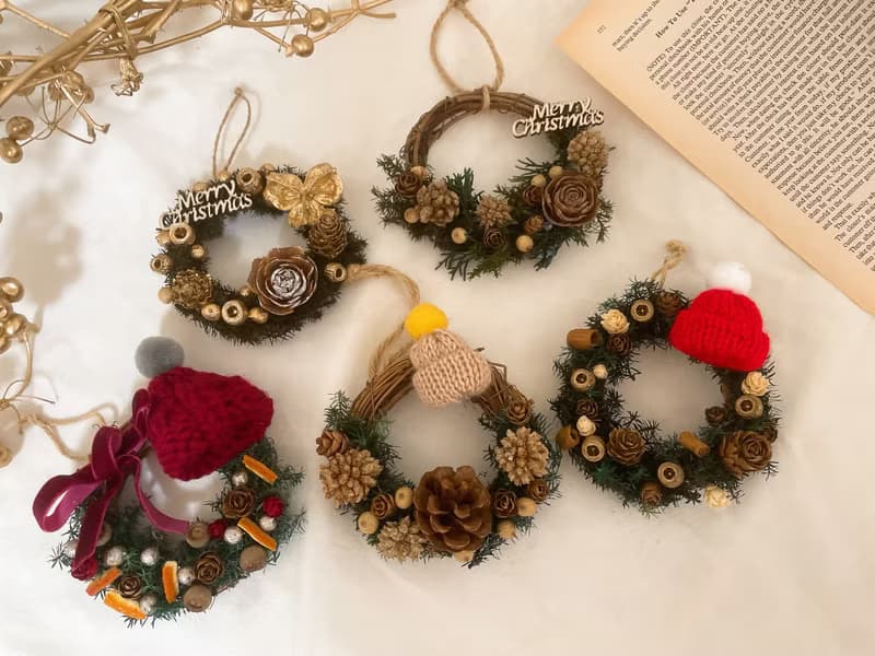 聖誕花圈/迷你聖誕花圈/聖誕禮物/交換禮物/伊瓦手作