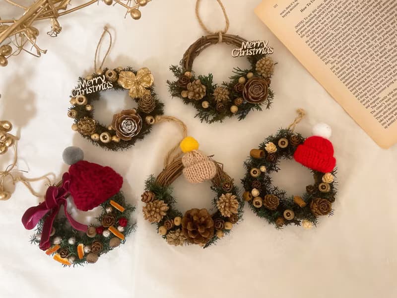 聖誕花圈/迷你聖誕花圈/聖誕禮物/交換禮物/伊瓦手作