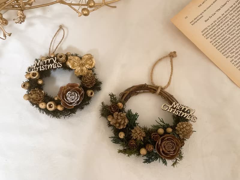聖誕花圈/迷你聖誕花圈/聖誕禮物/交換禮物/伊瓦手作