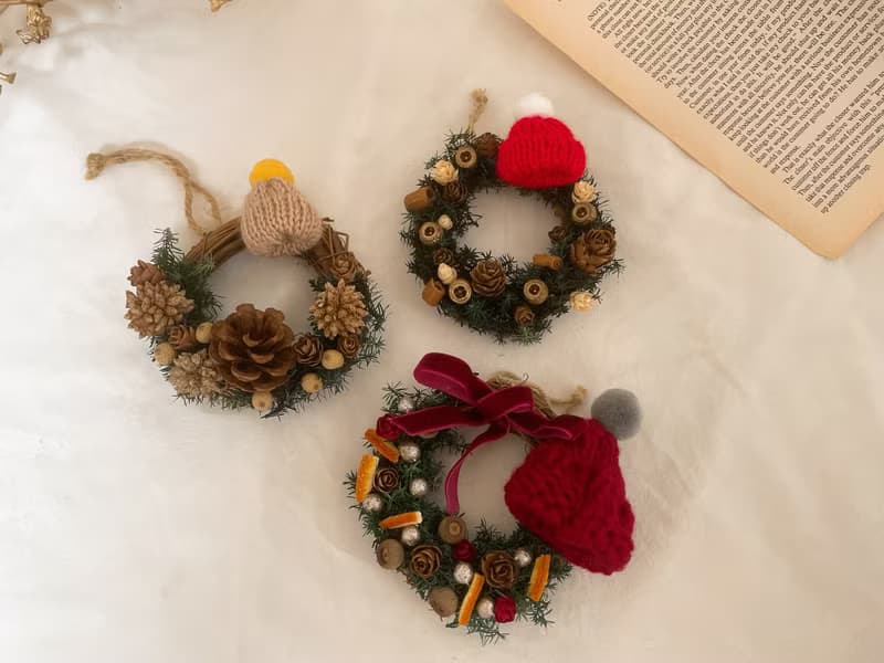聖誕花圈/迷你聖誕花圈/聖誕禮物/交換禮物/伊瓦手作