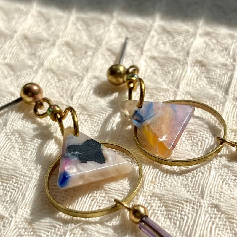 老林雜貨 | 圈圈三角黃銅耳環 (針式 / 夾式)