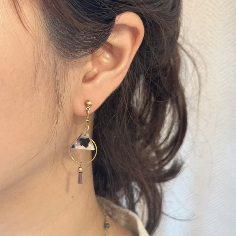 老林雜貨 | 圈圈三角黃銅耳環 (針式 / 夾式)