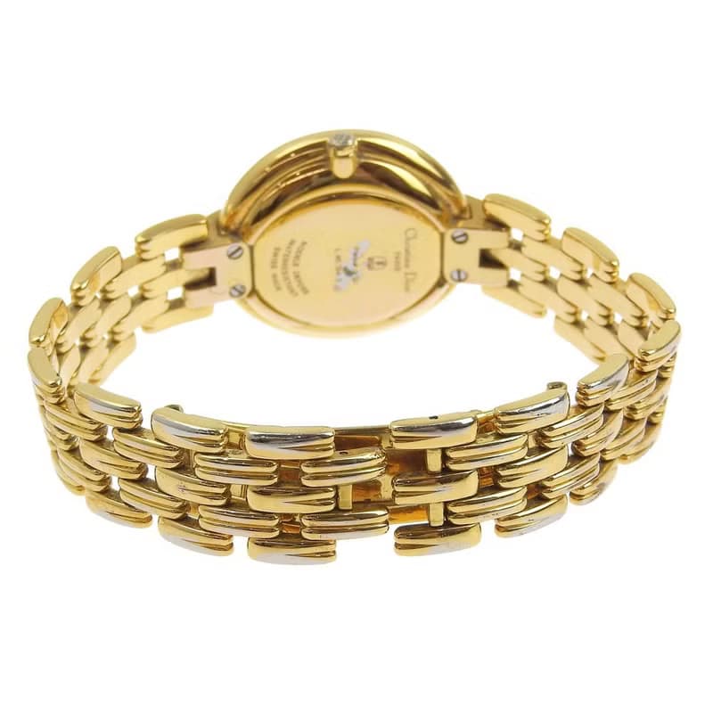 【日本直送】クリスチャンディオール Dior バギラ 腕時計 46.154.3 金メッキ クオーツ アナログ表示 黒文字盤 レディース【中古】