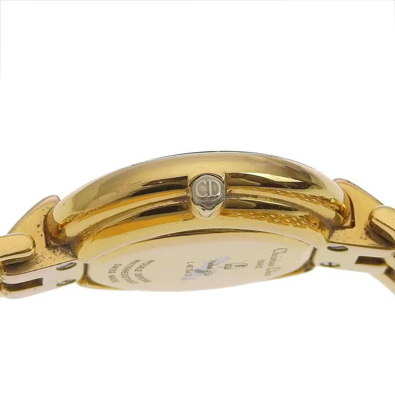 【日本直送】クリスチャンディオール Dior バギラ 腕時計 46.154.3 金メッキ クオーツ アナログ表示 黒文字盤 レディース【中古】