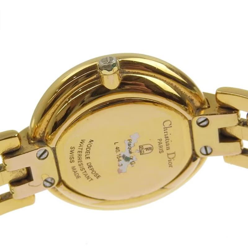 【日本直送】クリスチャンディオール Dior バギラ 腕時計 46.154.3 金メッキ クオーツ アナログ表示 黒文字盤 レディース【中古】