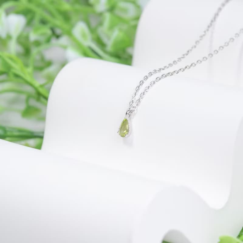橄欖石925純銀水滴爪鑲項鍊