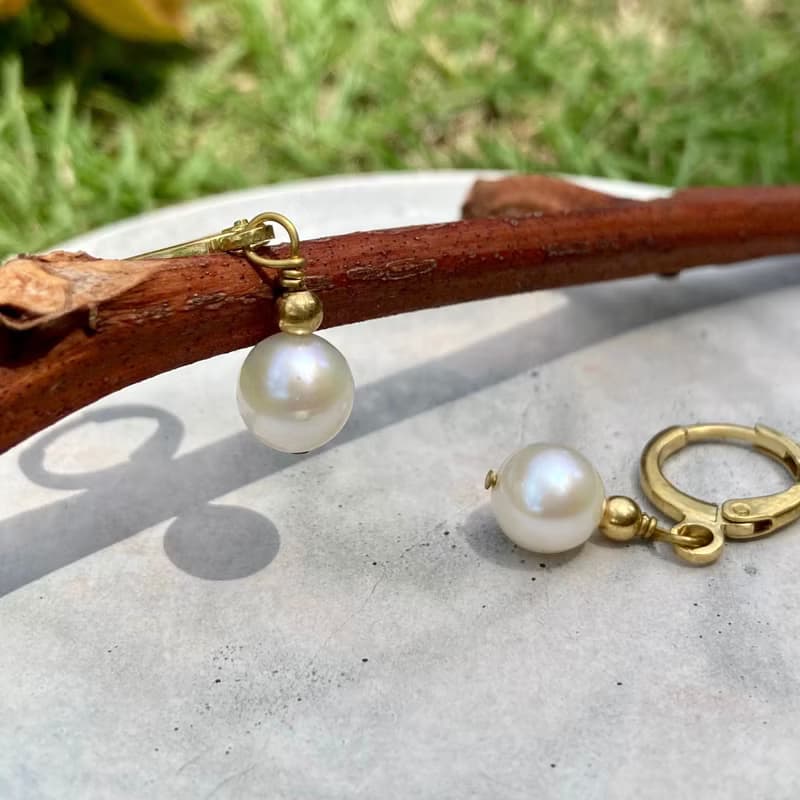 老林雜貨 | 花好月圓一顆珍珠耳環 (針式 / 夾式)