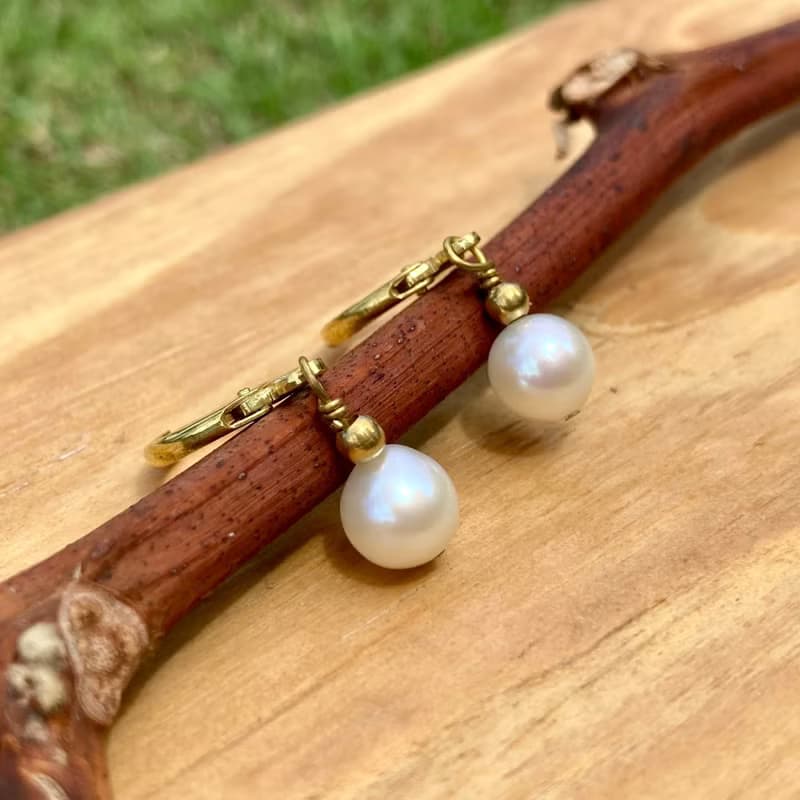 老林雜貨 | 花好月圓一顆珍珠耳環 (針式 / 夾式)