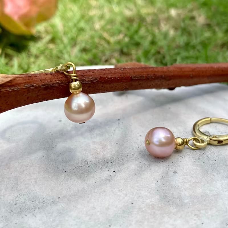 老林雜貨 | 花好月圓一顆珍珠耳環 (針式 / 夾式)