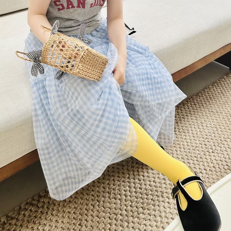 水藍格子公主紗裙 / 半身裙 童裝