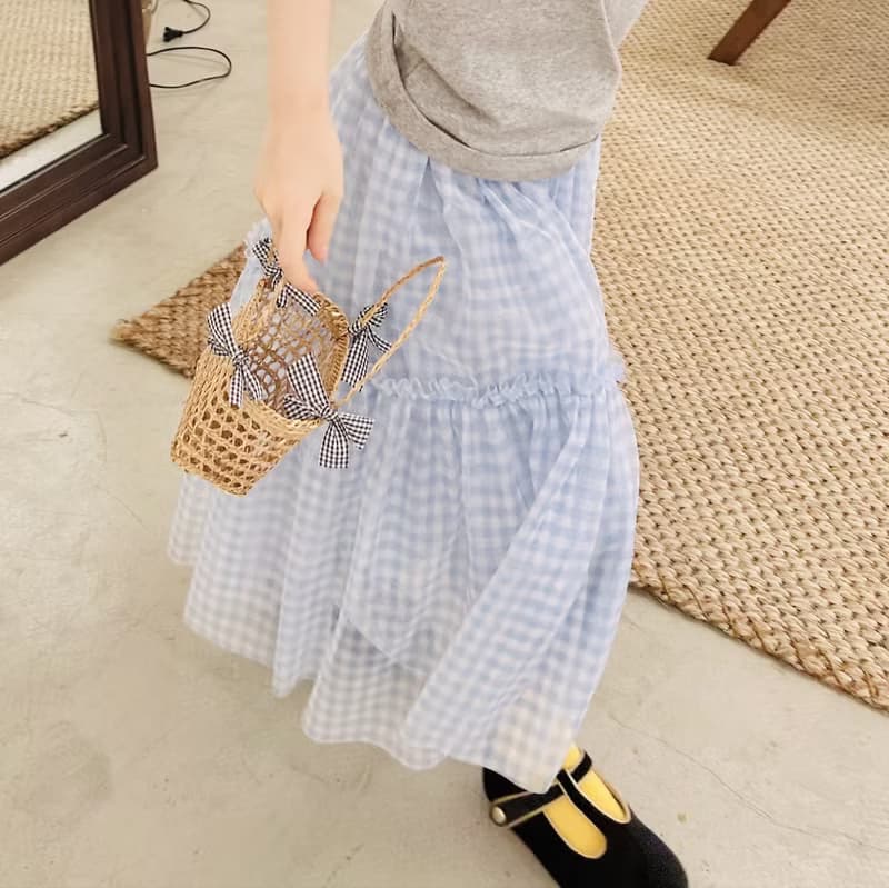 水藍格子公主紗裙 / 半身裙 童裝