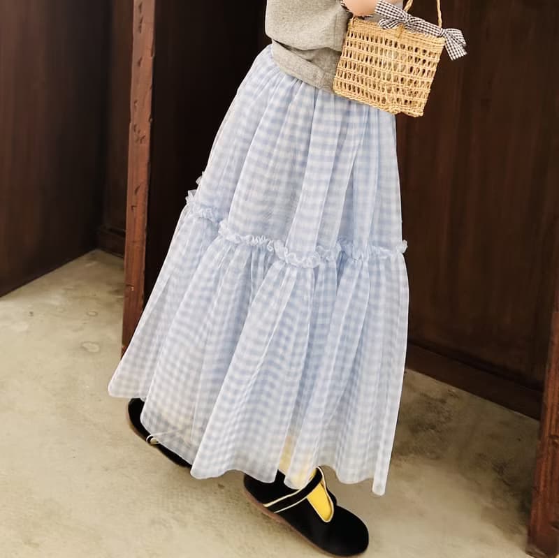 水藍格子公主紗裙 / 半身裙 童裝