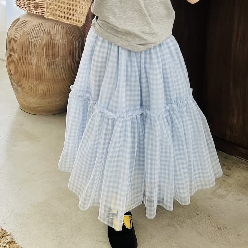 水藍格子公主紗裙 / 半身裙 童裝